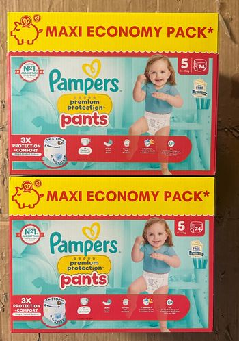 Lot de 02 cartons pampers T5 Premium protection 