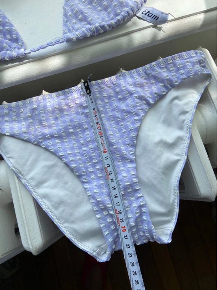 Maillot deux pièces Etam vichy blanc et mauve taille 36 - photo numéro 4