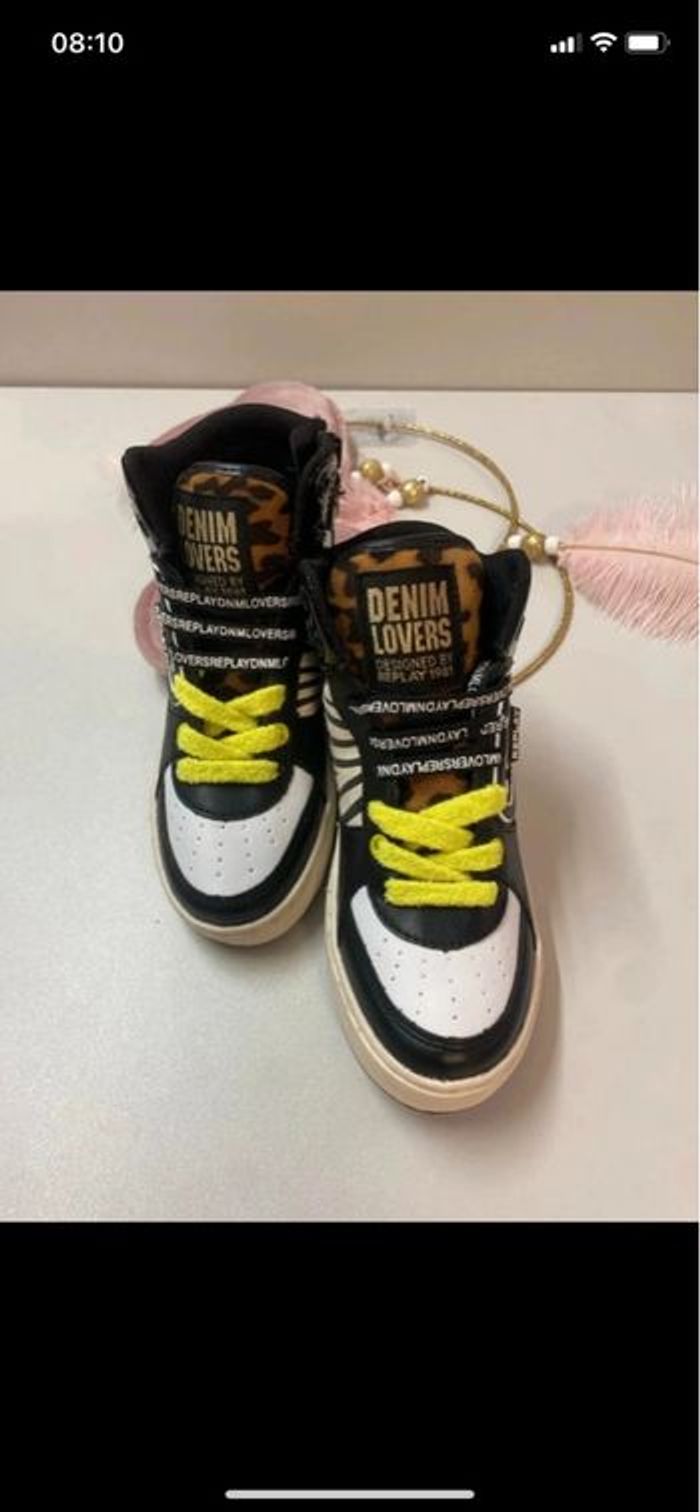 Baskets montantes Replay – Noir, blanc & motif zébré - Taille 31 - photo numéro 4