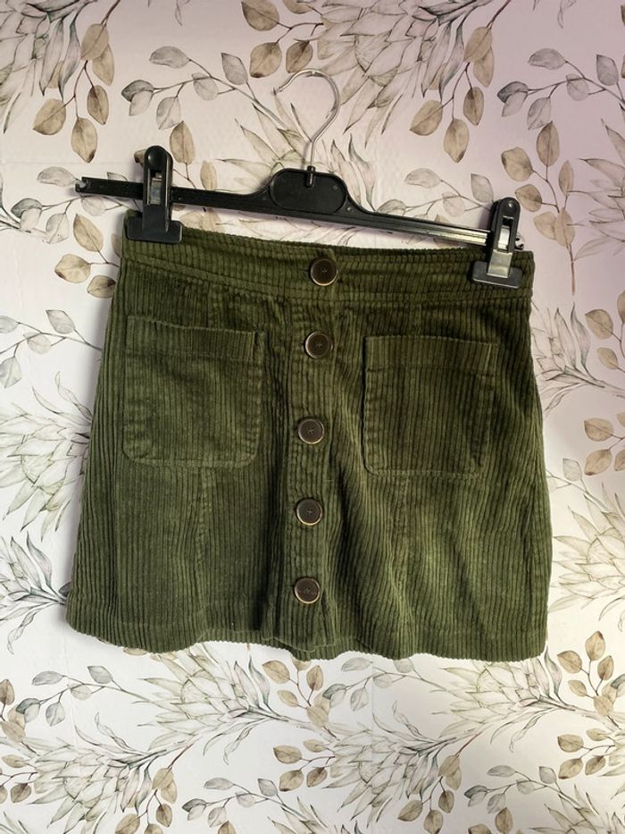 Jupe côtelé kaki Zara