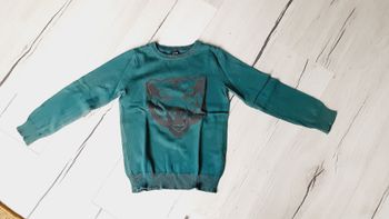 Vêtement garçon pull vert tête d'ours Kiabi 5 ans