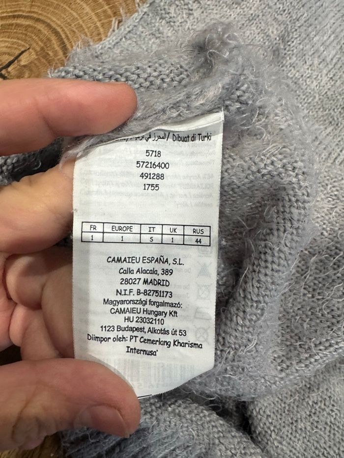 👚 Pull chauve souris gris- oversize - femme taille S - camaïeu - très bon état - photo numéro 7