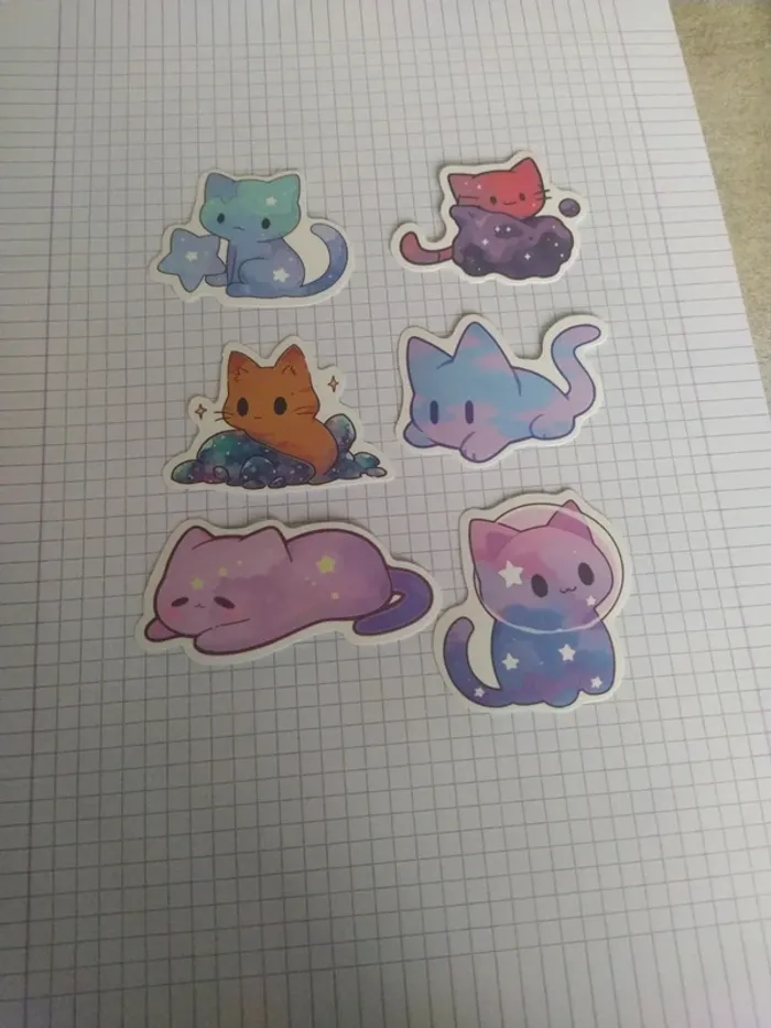 Lot autocollant thème chat galaxie (lot G)