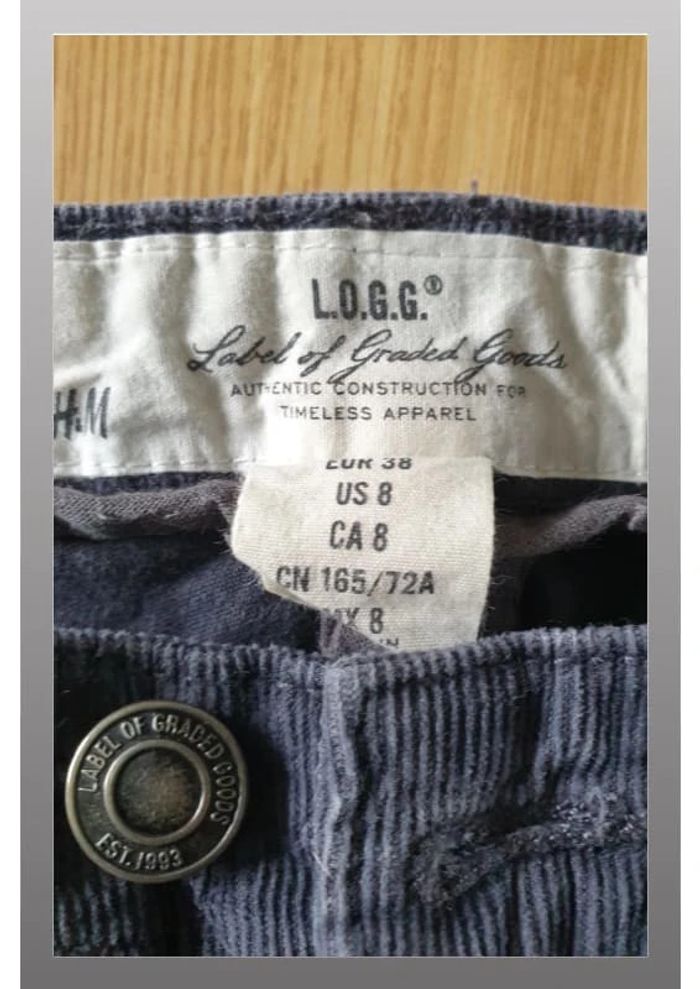 Pantalon velours femme H&M T38 long 98cm gris - photo numéro 4