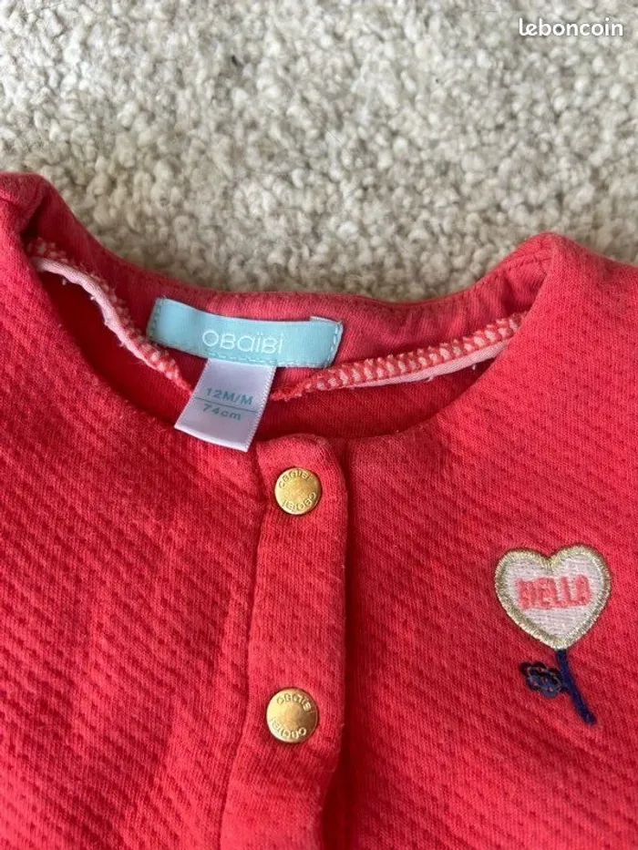 Gilet rose élégant bébé fille - 12 mois - Obaibi - photo numéro 2