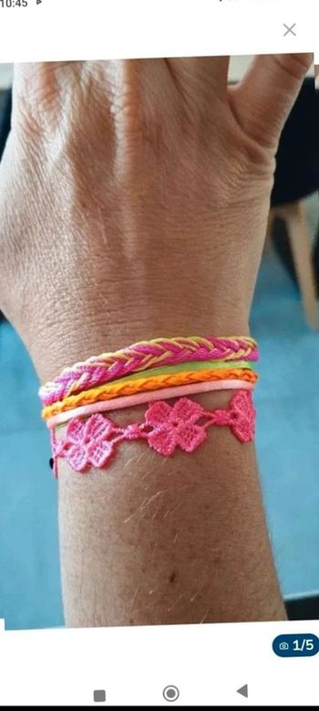 Bracelet  aimanté 5  rangs rose  orange vert femme fantaisie