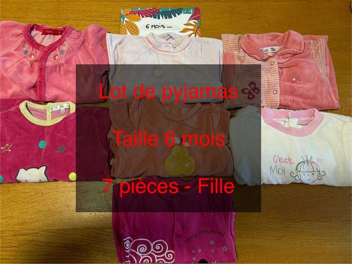 Lot de pyjamas fille - 7 pièces - 6 mois - photo numéro 2