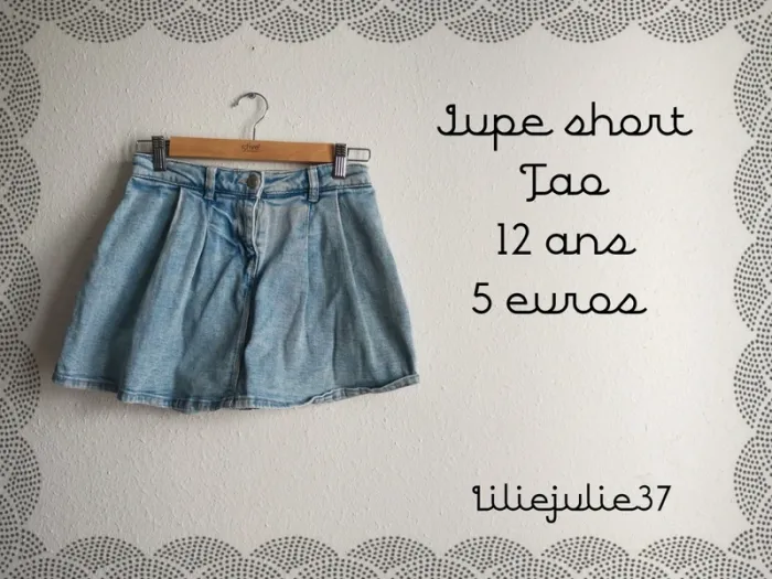 Jupe short Tao 12 ans