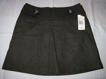 Jupe Camaïeu Courte Laine Taille 36 Noir Femme