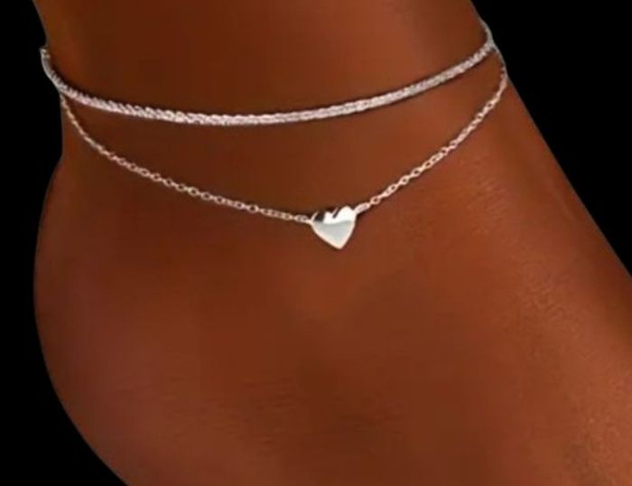 Double bracelet ee cheville en argent 925 Sterling