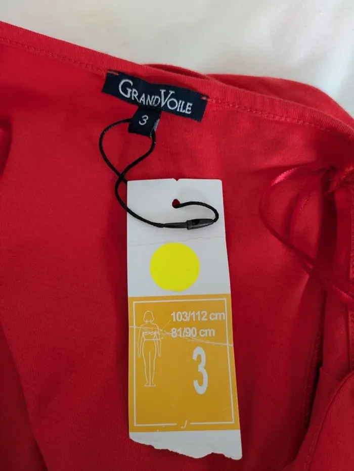 Robe d'été neuve rouge 100% coton - Grand Voile - taille 3 (42) - photo numéro 3