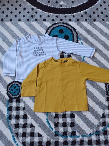 Lot 2 t-shirts manches longues - 6 mois