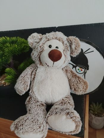 Doudou Peluche ours Famosa Softies chiné marron beige Fourrure PE246