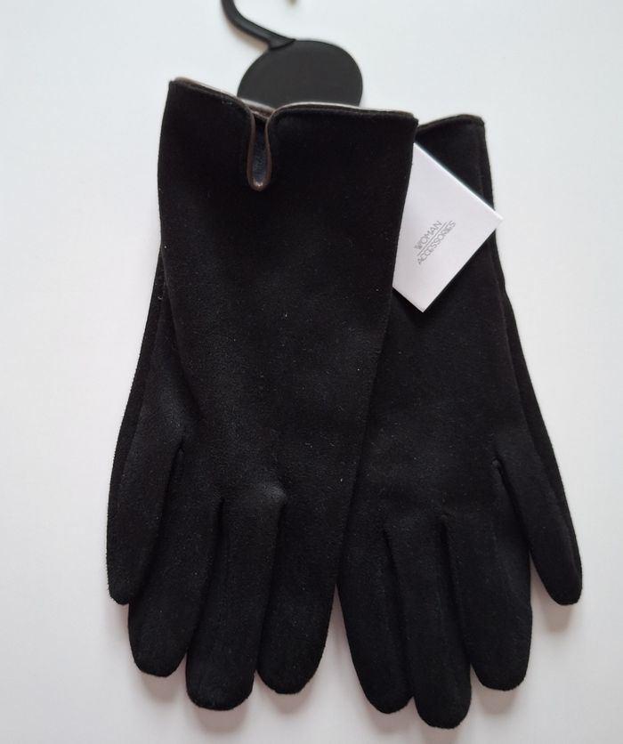 Paire de gants noir pour femme en simili velours - Taille M - Piazza Italia - photo numéro 6