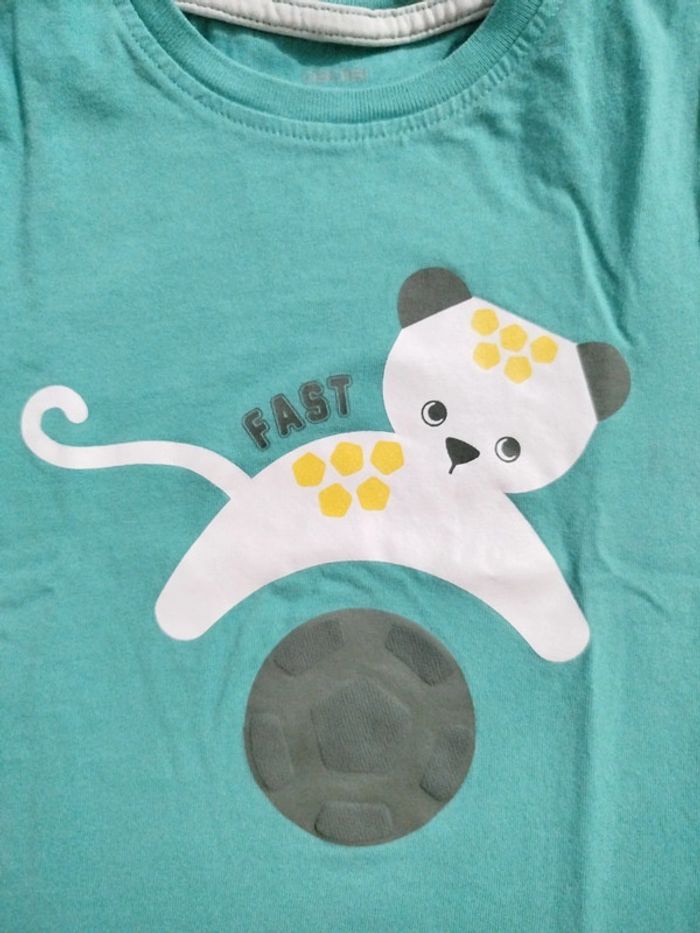 🍀Tee shirt imprimé léopard foot turquoise bébé garçon 23 mois 86 cm🍀 - photo numéro 2