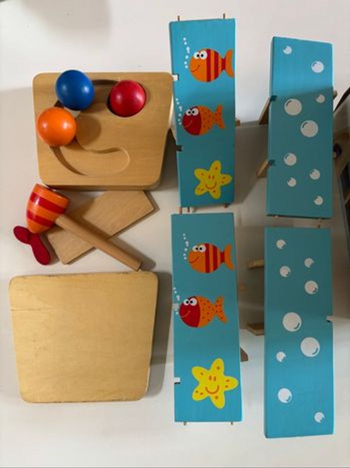 Jouet bois bébé Rolling ball fish scratch - photo numéro 3