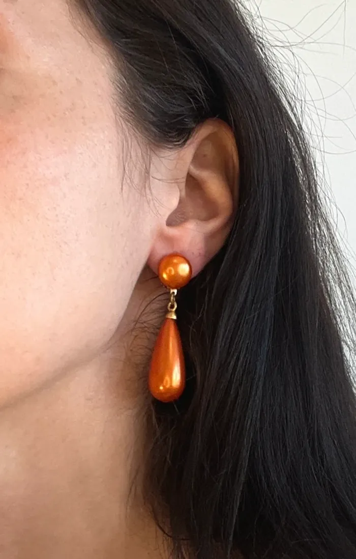 Boucles d’oreilles vintage années 80 oranges - photo numéro 2