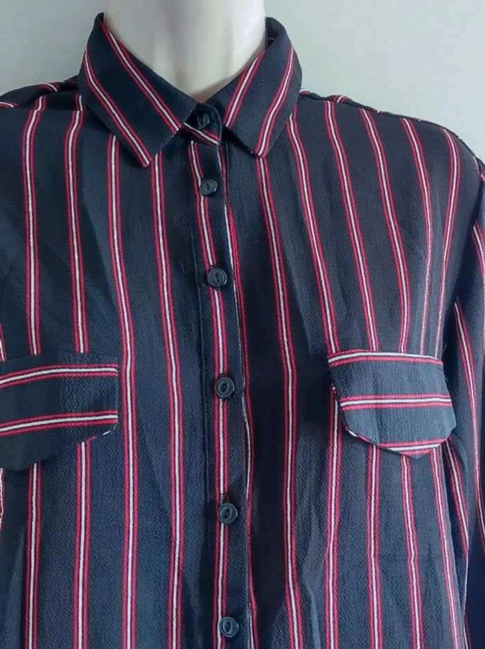 Chemise fluide rayé noir blanc rouge bordeaux / Sweewë - 36/S à 38/M - photo numéro 5
