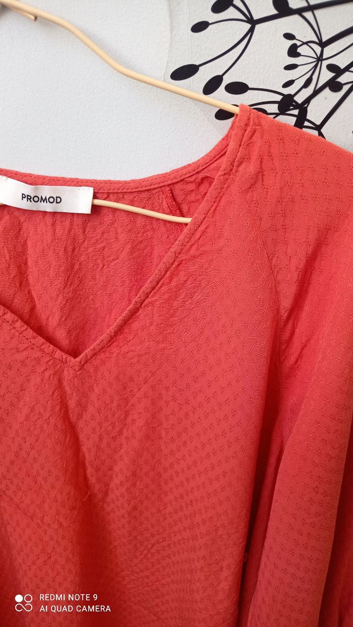 Blouse Promod a petites broderies coloris corail taille S - photo numéro 2