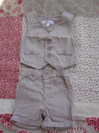 Ensemble short et veston toile 1 mois