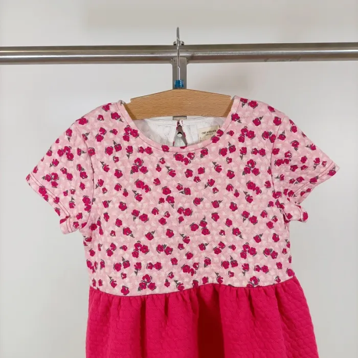 Robe fille imprimé fleuri rose fuchsia CMT Atelier – taille 8 ans estimé A1095 - photo numéro 2