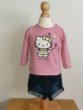 Ensemble T-shirt manches longues et short en jean brut 12 mois