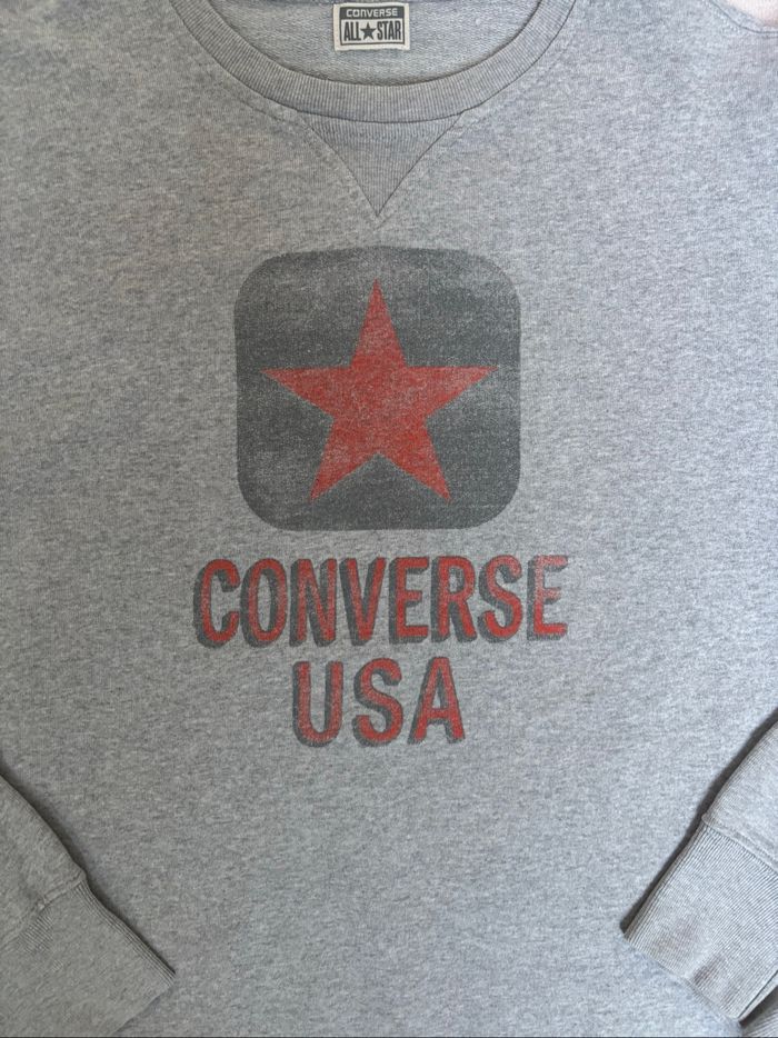 Sweat Converse vintage made in italy taille M gris clair imprimé étoile "converse USA" - photo numéro 6