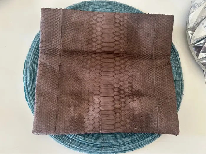 Pochette trousse en cuir, marron taupe - photo numéro 2