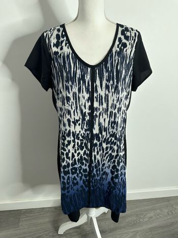 Robe tie and dye leopard noire blanche et bleue Miss Captain Trend T42 XL