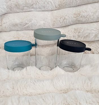 Lot de 3 grands pots en verre Béaba