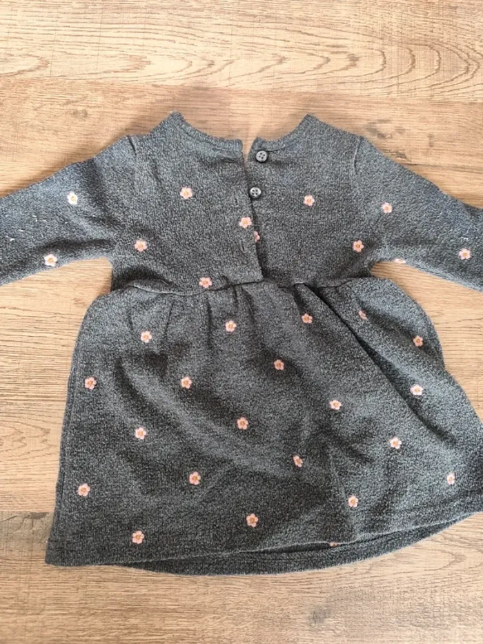 Robe grise a fleurs rose bébé fille 3/6 mois - photo numéro 3