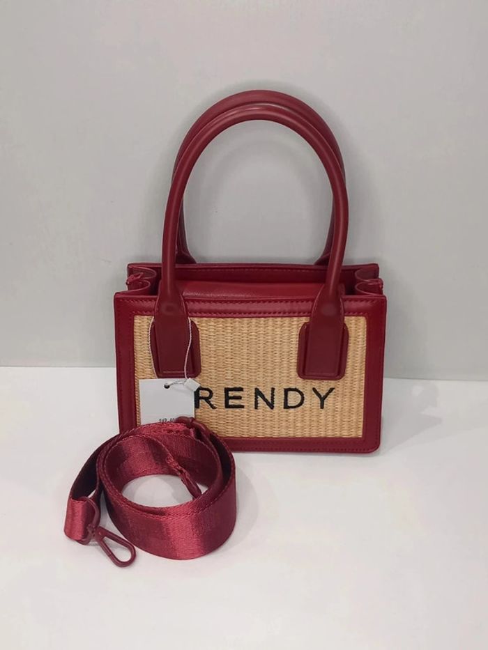 Sac à main Tom & Eva Rouge en similicuir et en tressé - photo numéro 5
