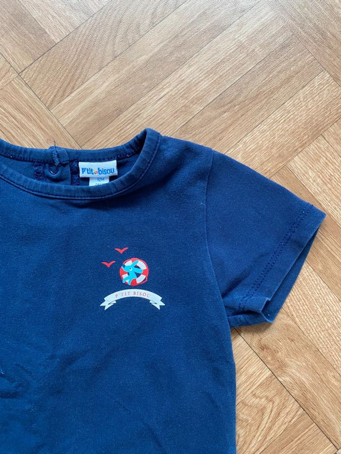 Ensemble t-shirt + pantalon taille 12 mois P’tit Bisou - photo numéro 3