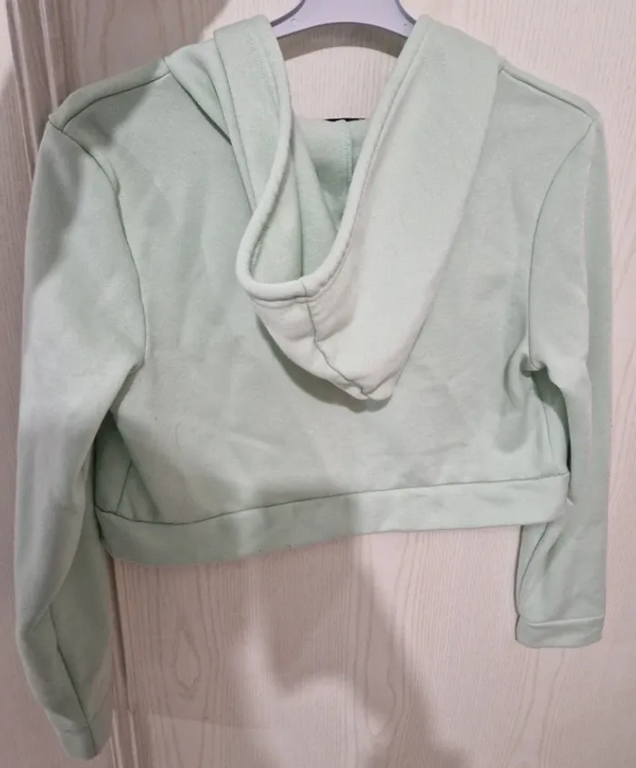 Gilet à capuche à poches zippé à cordon vert menthe taille M - photo numéro 2