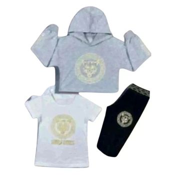 Ensemble 3 pièces fille 4 ans gris et noir
