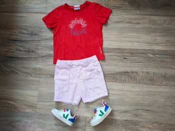 Tee-shirt et short à rayures rouge/blanc 4 ans Jacadi