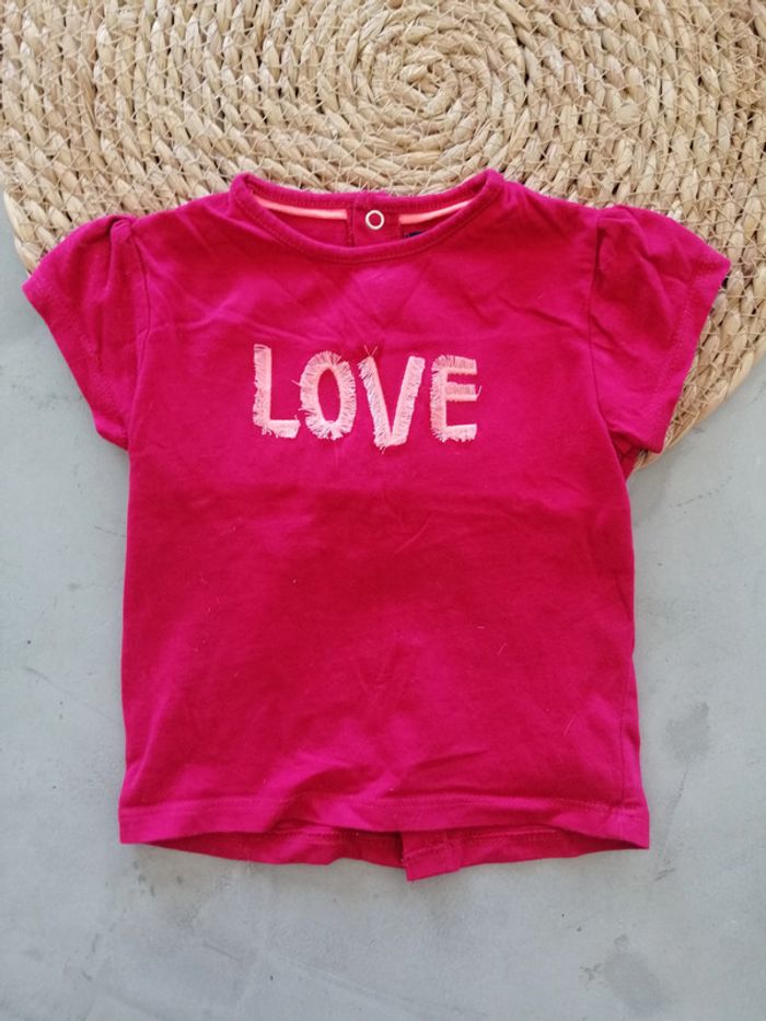Tee-shirt fille rose LOVE Kiabi 9 mois