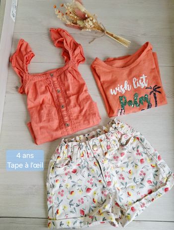 Lot ensemble fille short tee-shirt débardeur Tape à l'oeil TAO Gémo  4 ans