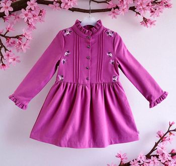 SERGENT MAJOR - ROBE FILLE VIEUX ROSE AVEC BRODERIES FLEURS, VOLANTS & PLIS 5A