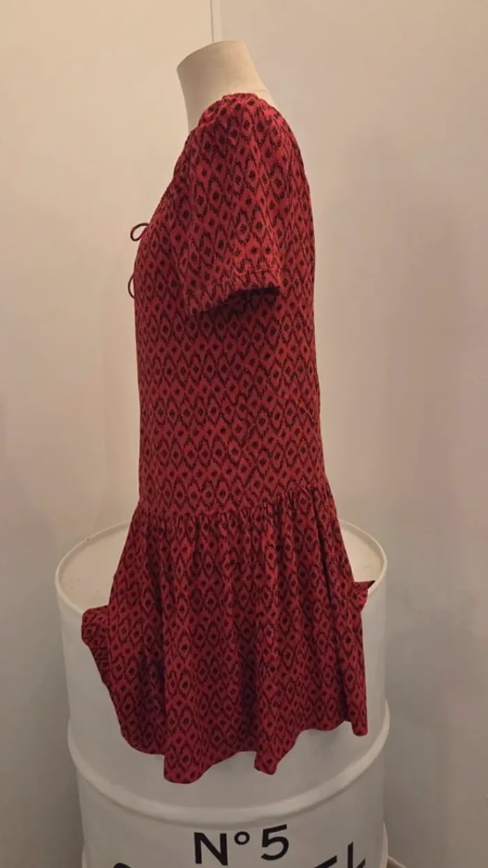 Robe rouge imprimée bohème - Le Temps des Cerises - Taille M - photo numéro 2