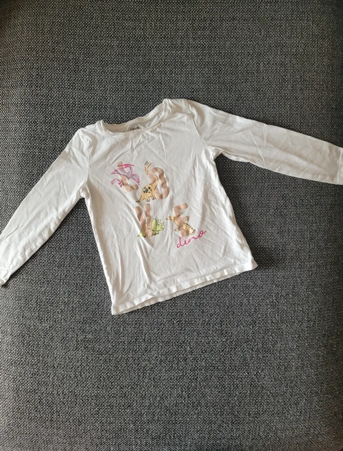 T-shirt fille ML dinosaure 5 ans