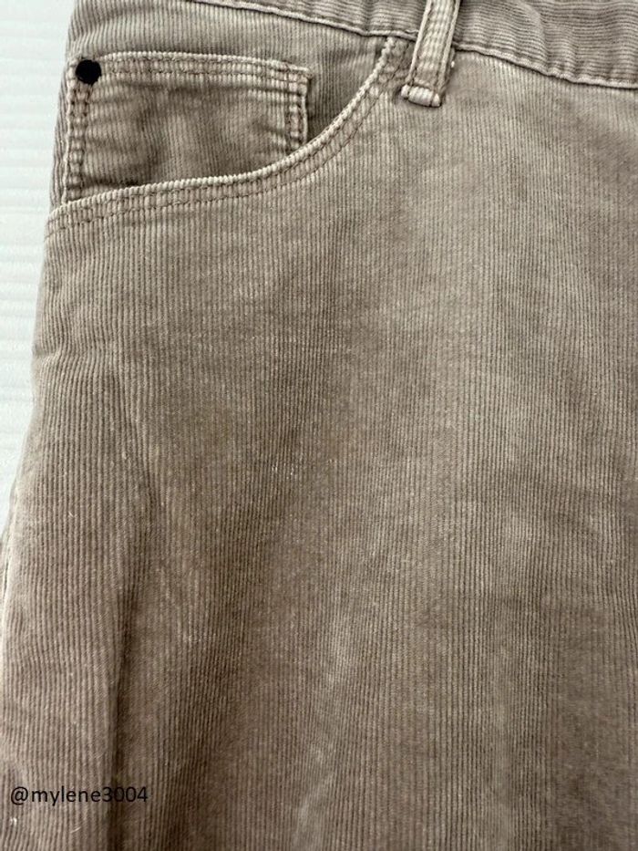 Pantalon slim skinny droit en velours beige gris clair - photo numéro 4