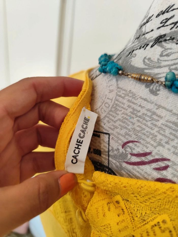Superbe haut femme taille S cache cache jaune soleil - photo numéro 4