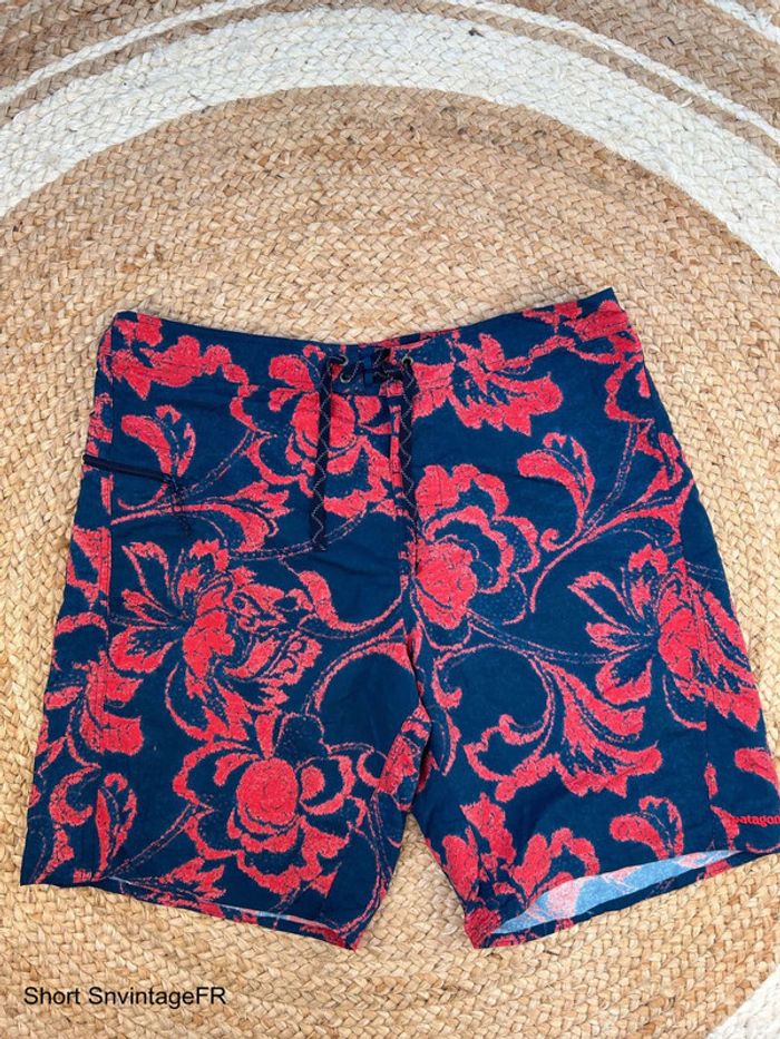 Short de Bain Patagonia Marine à Motif Rouge Homme W38 | Très Bon État | Swimwear Éthique – SM967