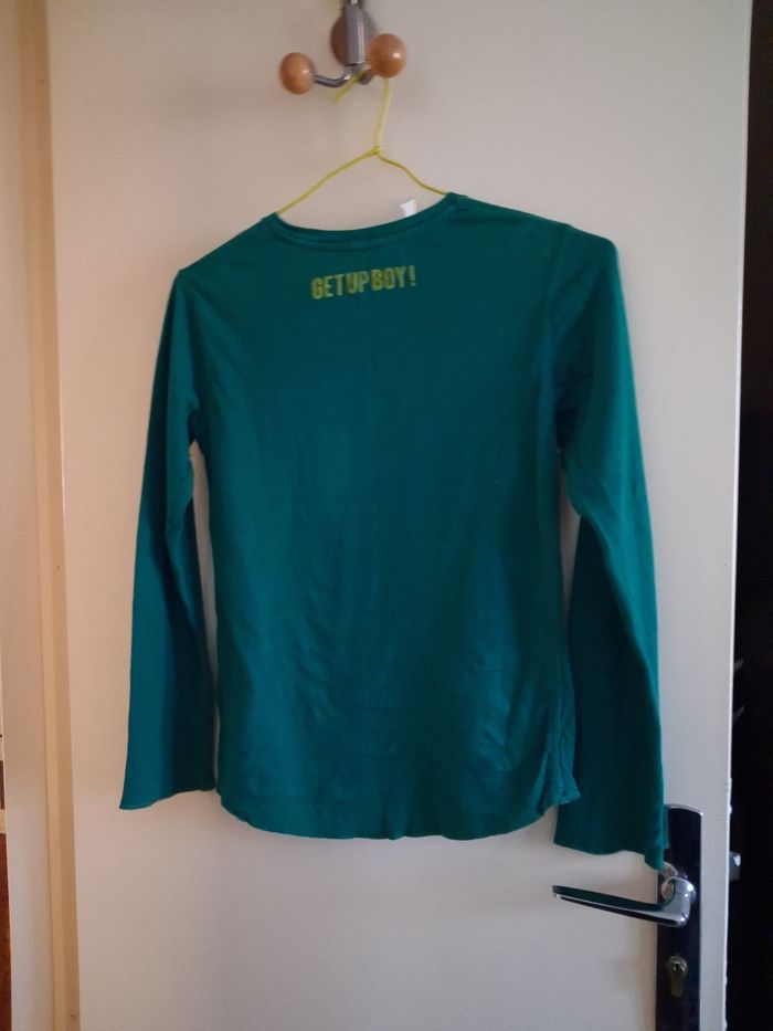 T-shirt garçon manches longues verte 12 ans - photo numéro 3