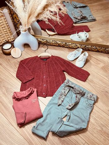 Taille 6 mois tenue 3p fille TAO Kiabi kaki et vieux rose * trop chou * 🎀