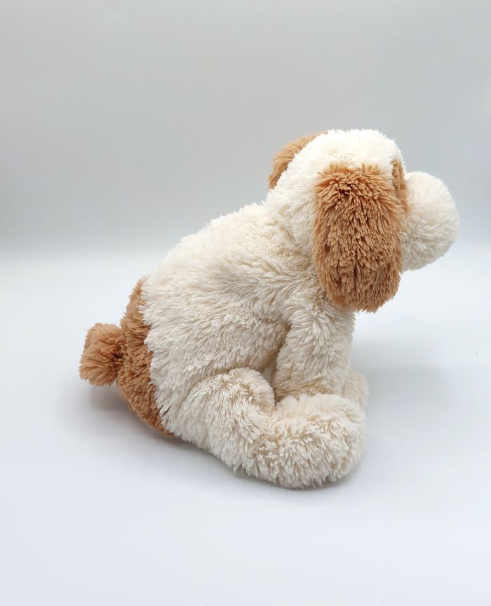 Peluche doudou chien blanc écru marron beige Carrefour cocard 40 cm yeux durs - photo numéro 6