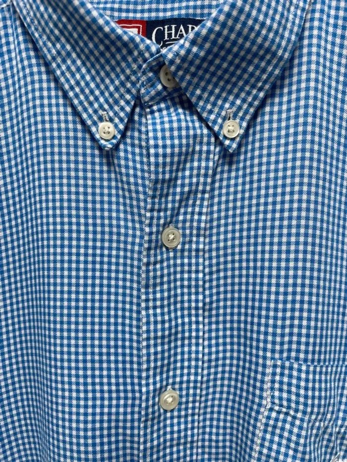Chaps checkered shirt blue white Mens size Large - photo numéro 5
