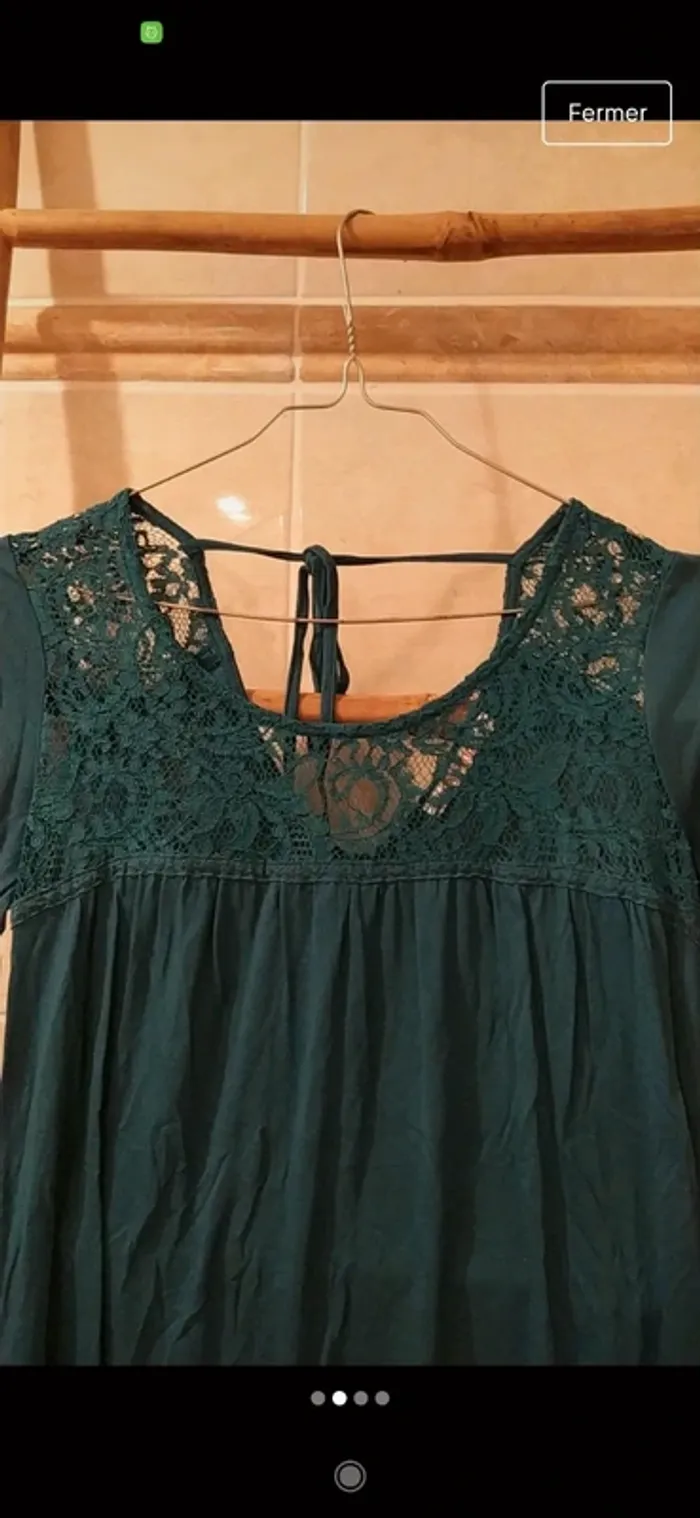 Blouse dentelle bleue Camaïeu S - photo numéro 2
