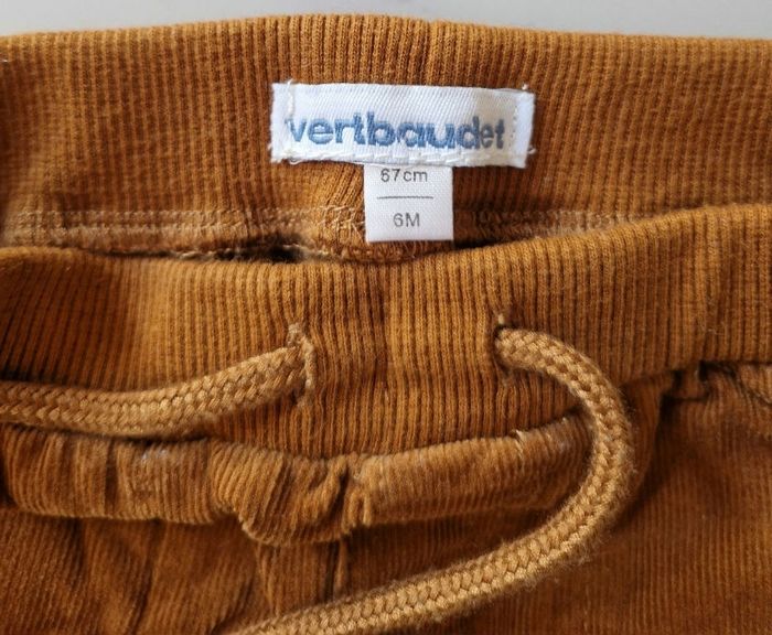 Pantalon velours marron Vertbaudet 6 mois - photo numéro 2